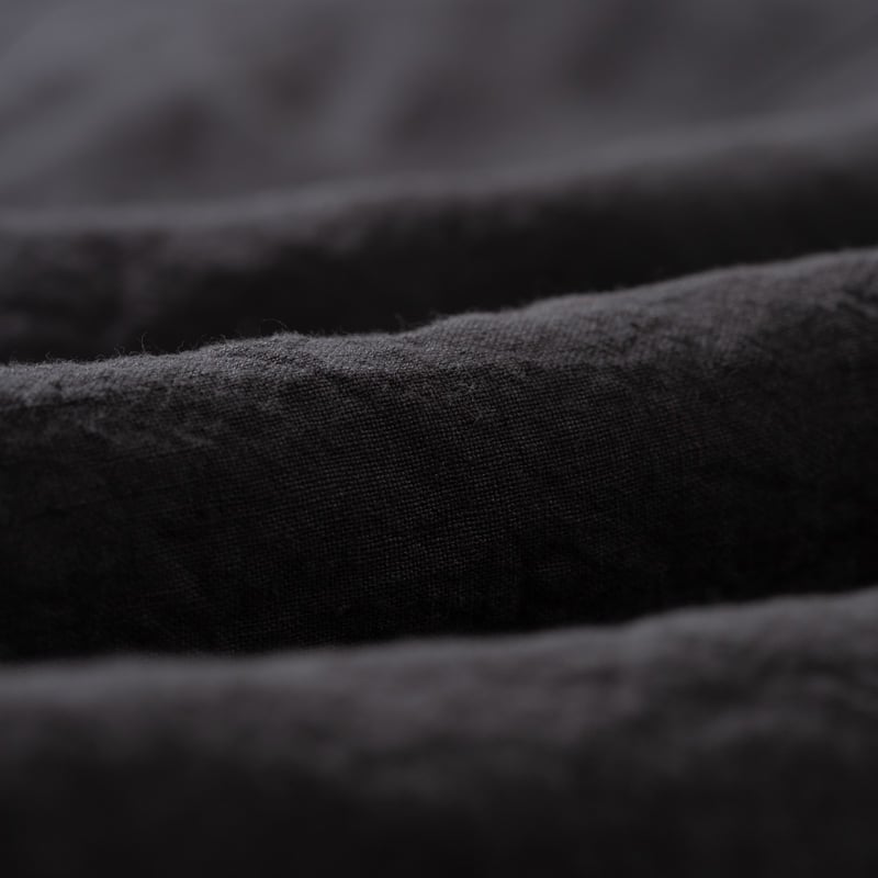 détail flaneurs BEAMS PLUS chemisette Open Collar Linen Charcoal (1)
