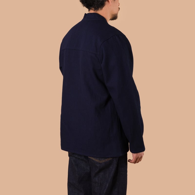image flâneurs NAKED & FAMOUS / Kimono Shirt Maekake Dobby Indigo de dos
