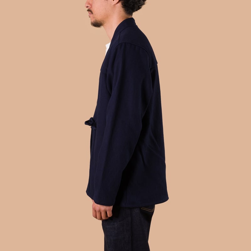 image flâneurs NAKED & FAMOUS / Kimono Shirt Maekake Dobby Indigo de profil