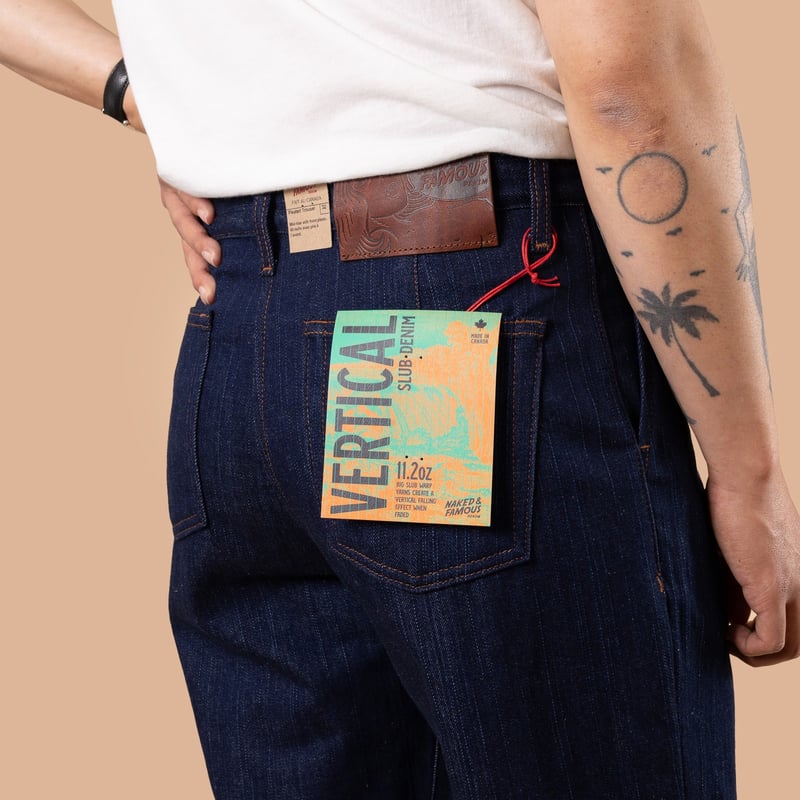 image flâneurs NAKED & FAMOUS / Pleated Trouser Vertical Slub Denim Selvedge détail flasher