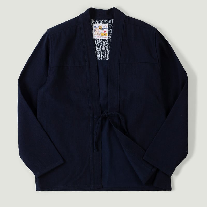 vignette NAKED & FAMOUS Kimono Shirt Maekake Dobby Indigo