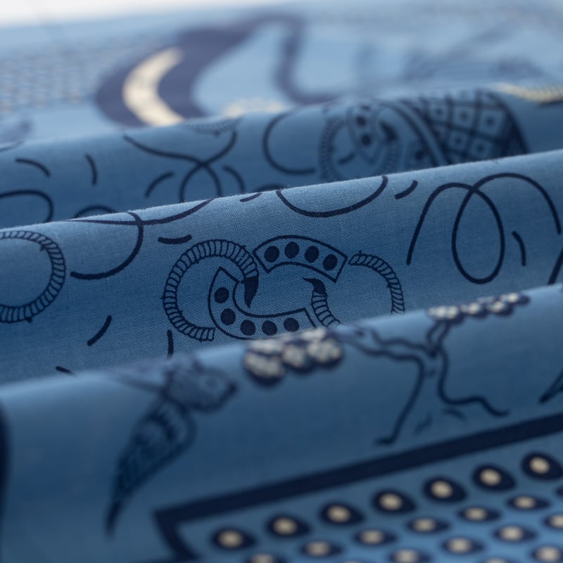 détail flaneurs ONE EAR BRAND Uma Bandana Equestrian Blue (2)