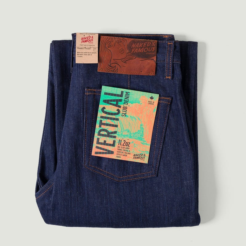 image flâneurs NAKED & FAMOUS / Pleated Trouser Vertical Slub Denim Selvedge vignette