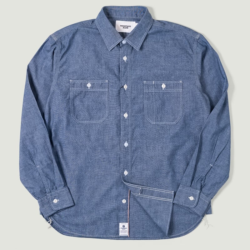 image flâneurs momotaro Triple Stitch L/S Chambray Shirt Indigo Vignette
