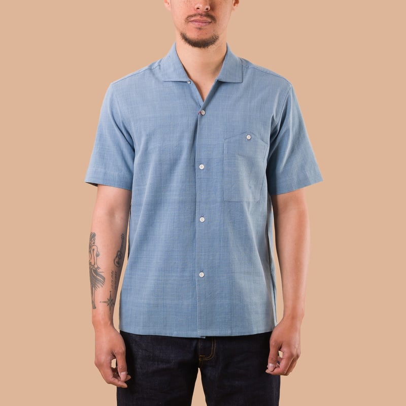 KARDO x FLANEURS / S/S Shirt Khadi Handloom Light Indigo