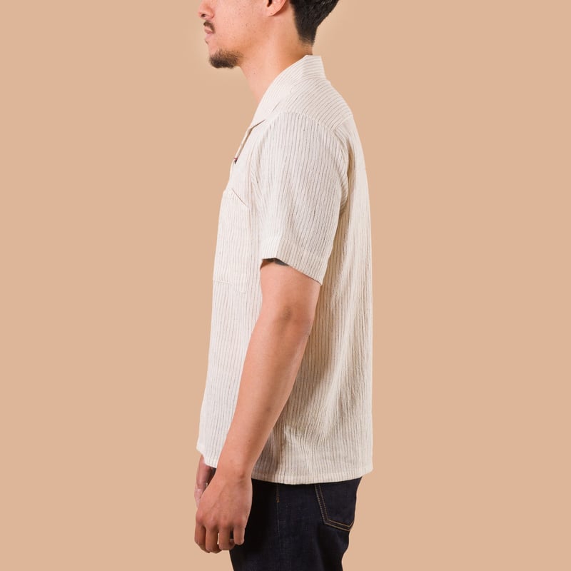 Image-Flâneurs_ Kardo x Flaneurs Shirt EMB21 Natural Stripe_de-profil