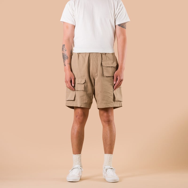image flâneurs FRIZMWORKS / Back Satin Essential Fatigue Shorts Beige face