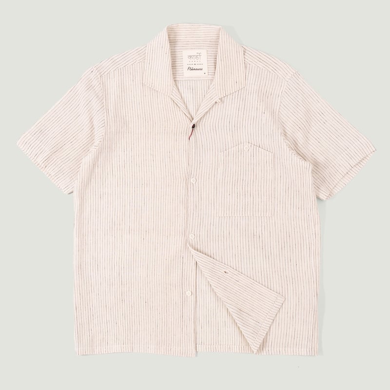 KARDO x FLANEURS / S/S Shirt EMB21 Natural Stripe