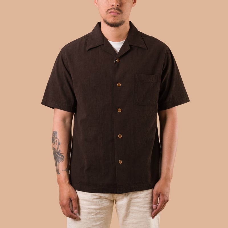 image flâneurs STUDIO D'ARTISAN / 5739 Amami Mud Dyed Shirt Dark Brown face