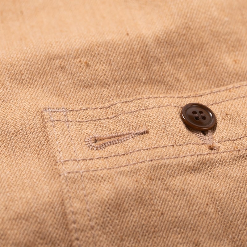 image flâneurs STUDIO D'ARTISAN / 5740 Fox Cotton Work Shirt Brown détail poche