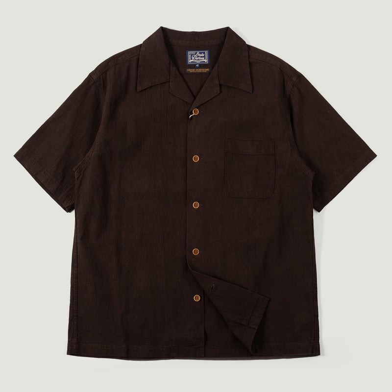 image flâneurs STUDIO D'ARTISAN / 5739 Amami Mud Dyed Shirt Dark Brown vignette