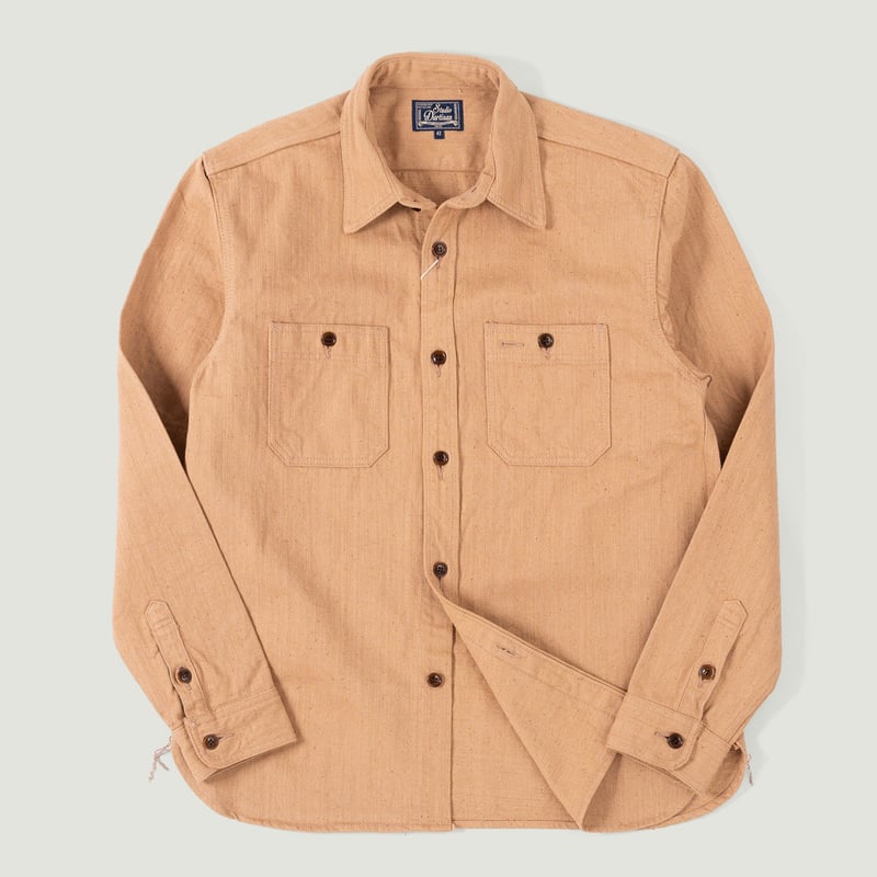 image flâneurs STUDIO D'ARTISAN / 5740 Fox Cotton Work Shirt Brown vignette