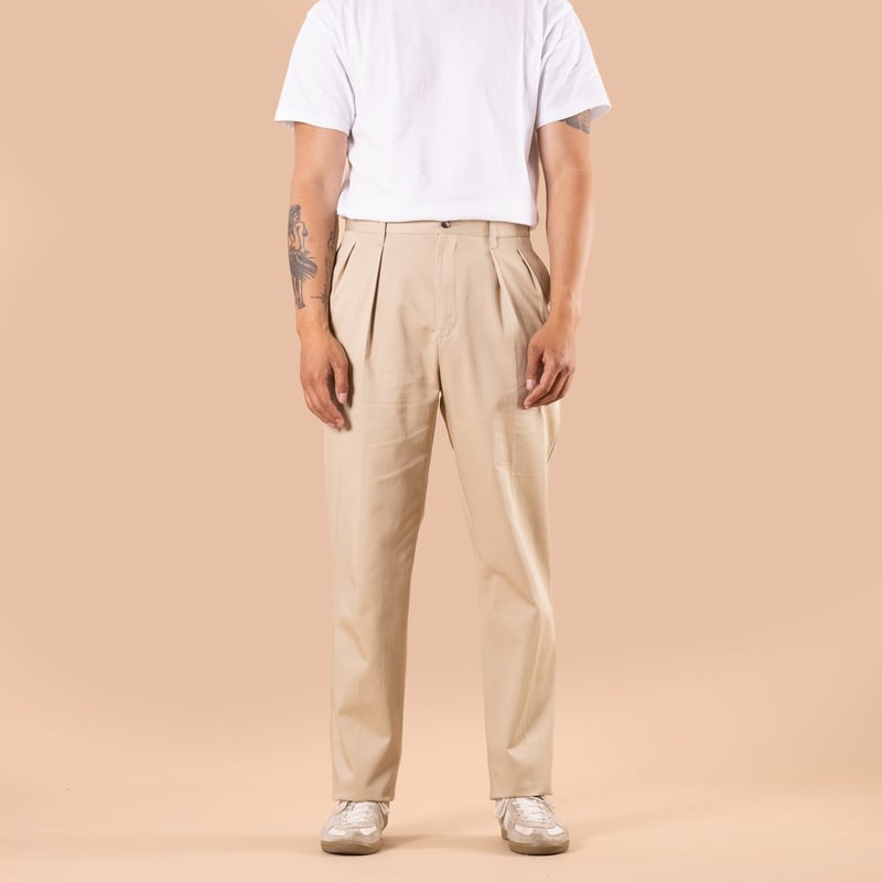 Image flâneurs BARNSTORMER / 1955UC 2Pleated Chino Beige face