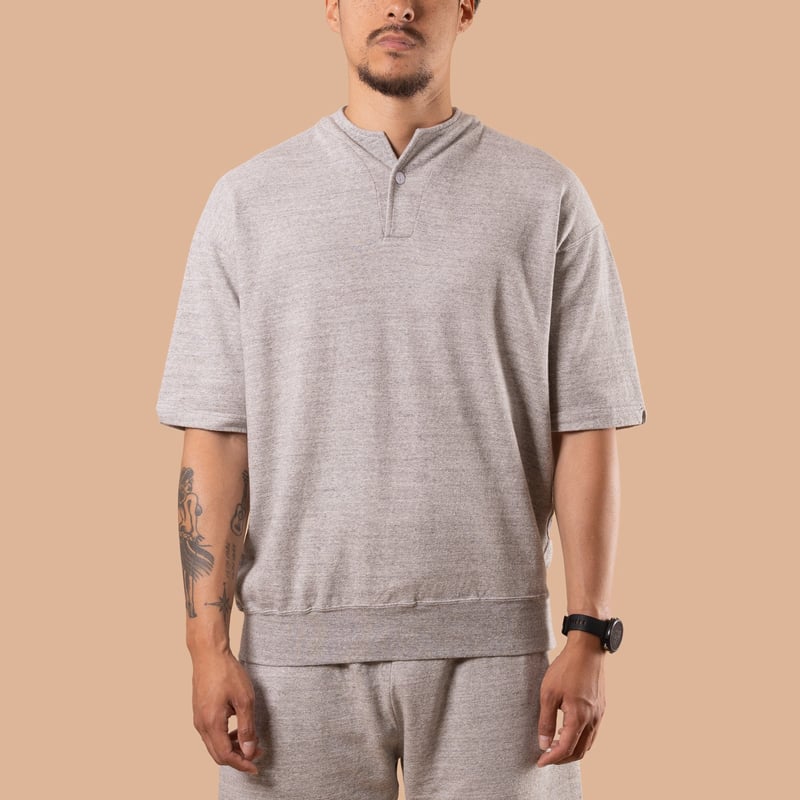 Light Terry Henley Sweatshirt Heather Grey