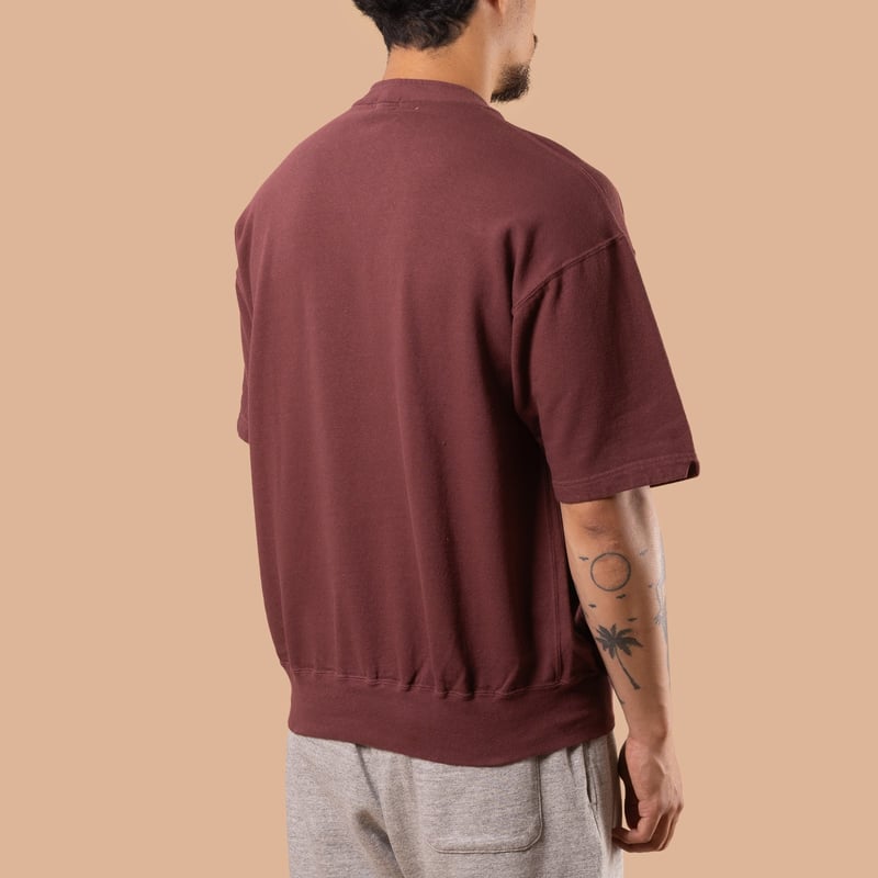 Light Terry Henley Sweatshirt Bordeaux