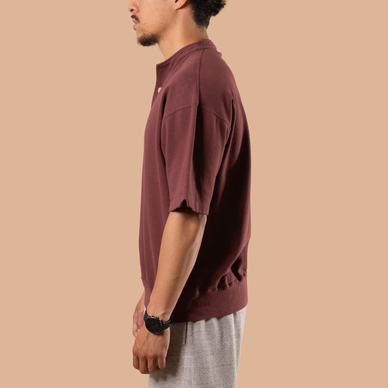 Light Terry Henley Sweatshirt Bordeaux