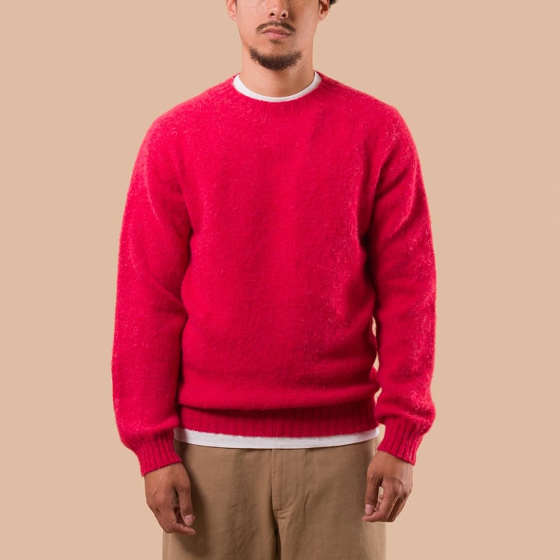 flaneurs pull HARLEY OF SCOTLAND Shaggy Crew Neck damask front