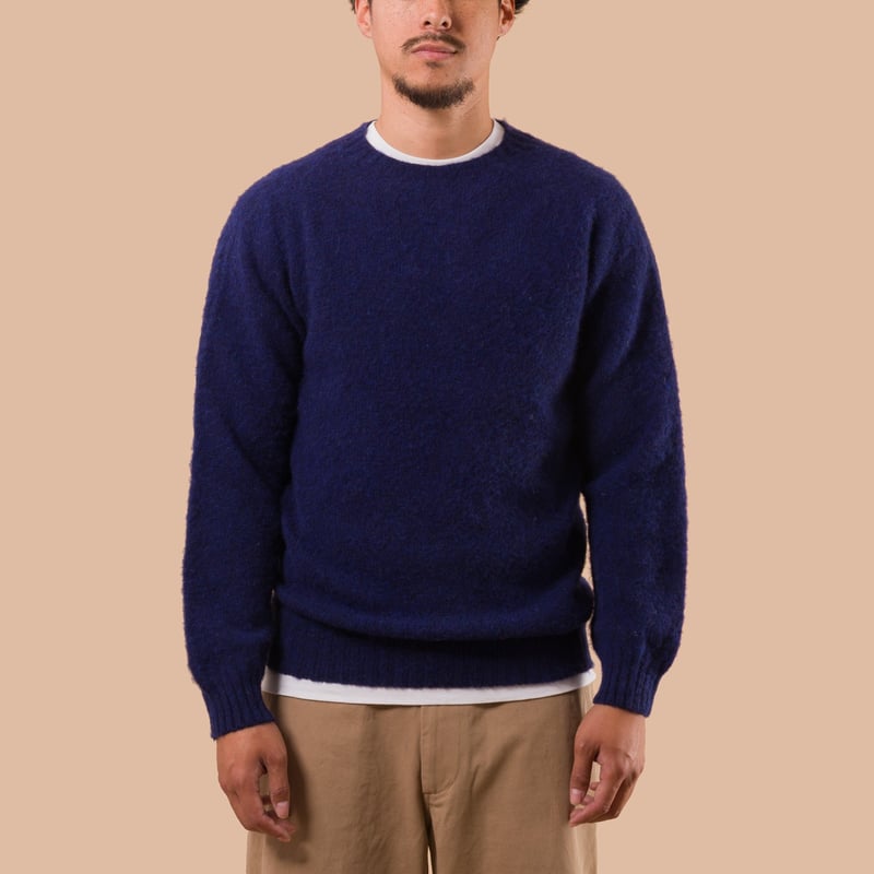 flaneurs pull HARLEY OF SCOTLAND Shaggy Crew Neck NightSky front