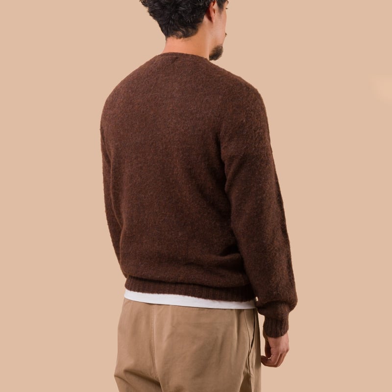 flaneurs pull HARLEY OF SCOTLAND Shaggy Crew Neck Marron back
