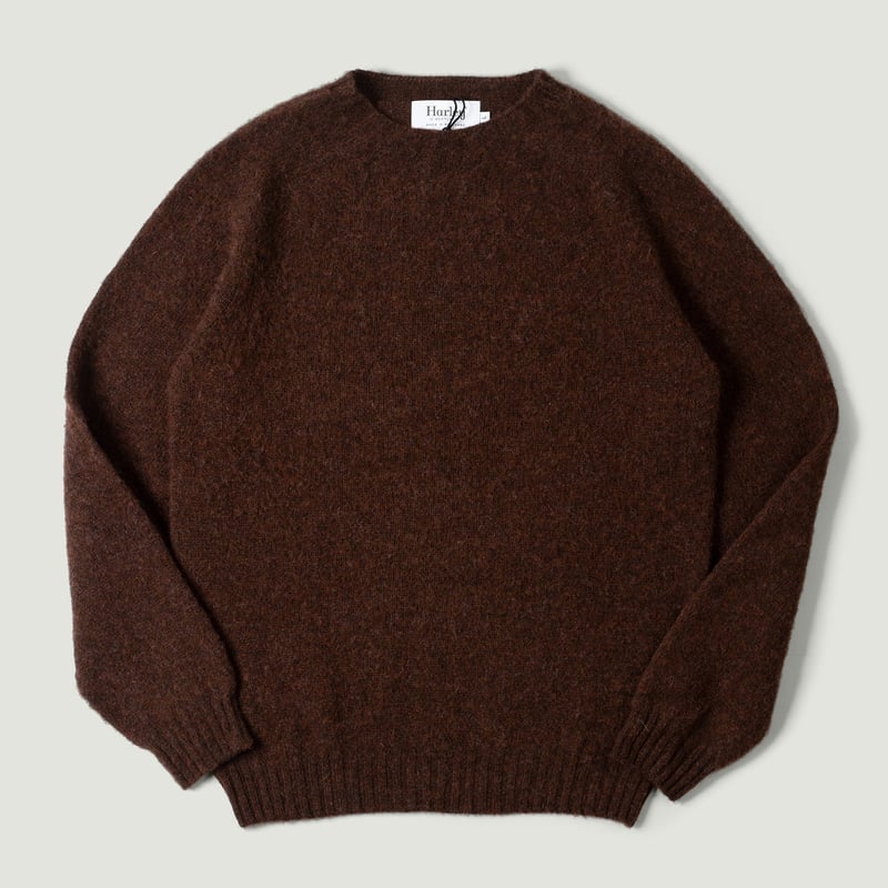 flaneurs pull HARLEY OF SCOTLAND Shaggy Crew Neck Marron vignette
