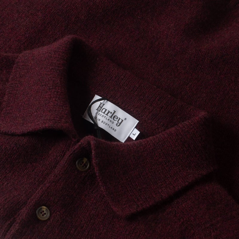 detail HARLEY OF SCOTLAND  Eton Supersoft Wool 3 Button Polo Neck Beetroot (2)