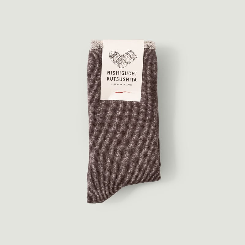 Image flâneurs NISHIGUCHI KUTSUSHITA / Silk Cotton Lounge Socks Mocha Brown vignette