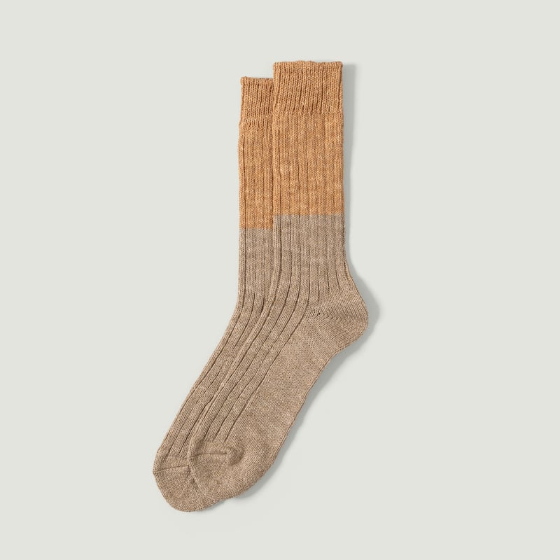 image flâneurs NISHIGUCHI KUTSUSHITA / Wool Cotton Slab Socks Fish & Chips vignette
