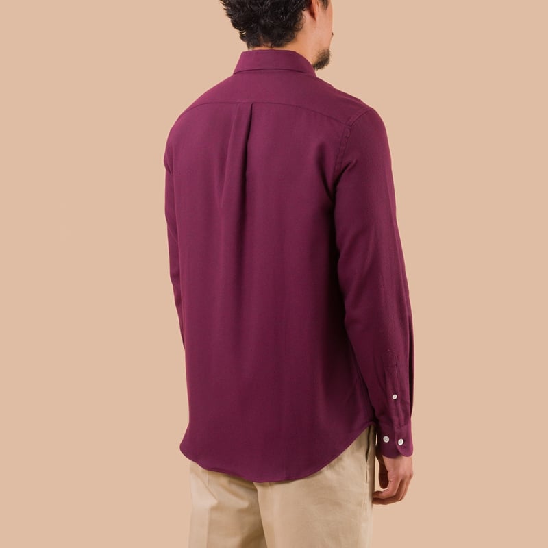 chemise-flâneurs-PORTUGUESE-FLANNEL-Teca-Shirt-Bordeaux-porté de dos (2)