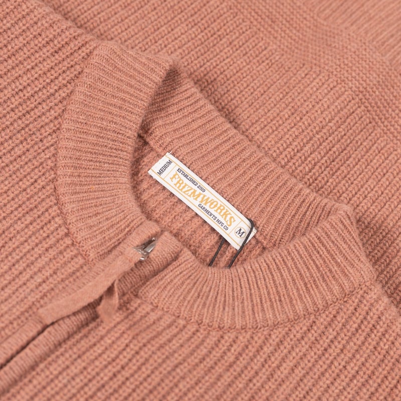 image flâneurs FRIZMWORKS / Wool Deck Zip Up Cardigan  Indian Pink détail col