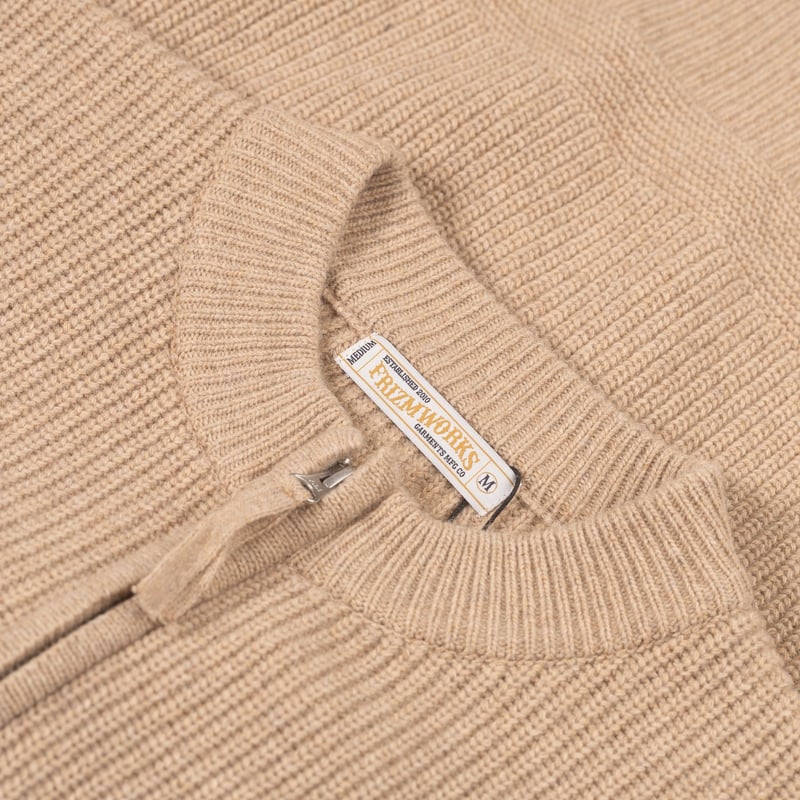 image flâneurs FRIZMWORKS / Wool Deck Zip Up Cardigan  Oatmeal détail col