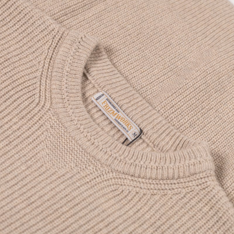 Image flâneurs FRIZMWORKS / Patch Round Pullover Knit Oatmeal détail col