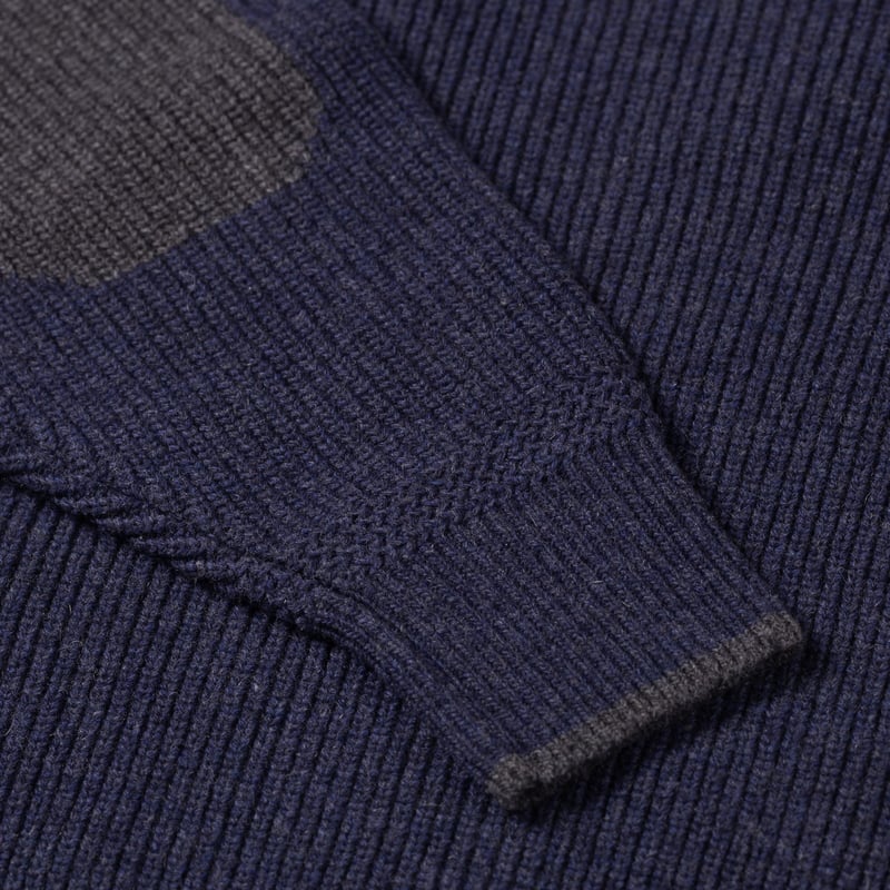 Patch Round Pullover Knit Navy