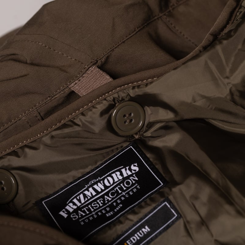 Image Flâneurs FRIZMWORKS / Smock Hooded Parka Olive détail doublure 2