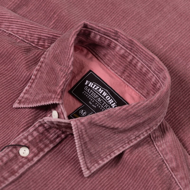 Image flâneurs FRIZMWORKS / Pigment 8W Corduroy Shirt Pink détail col