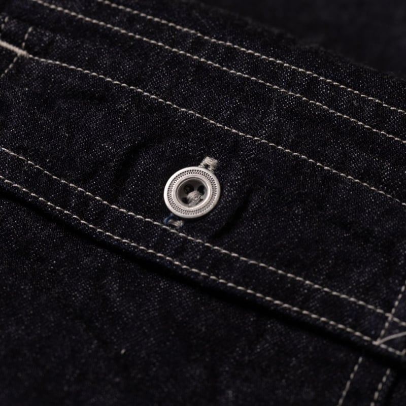 Image Flâneurs NIGEL CABOURN / Utility Shirt Type2 Denim Indigo détail bouton