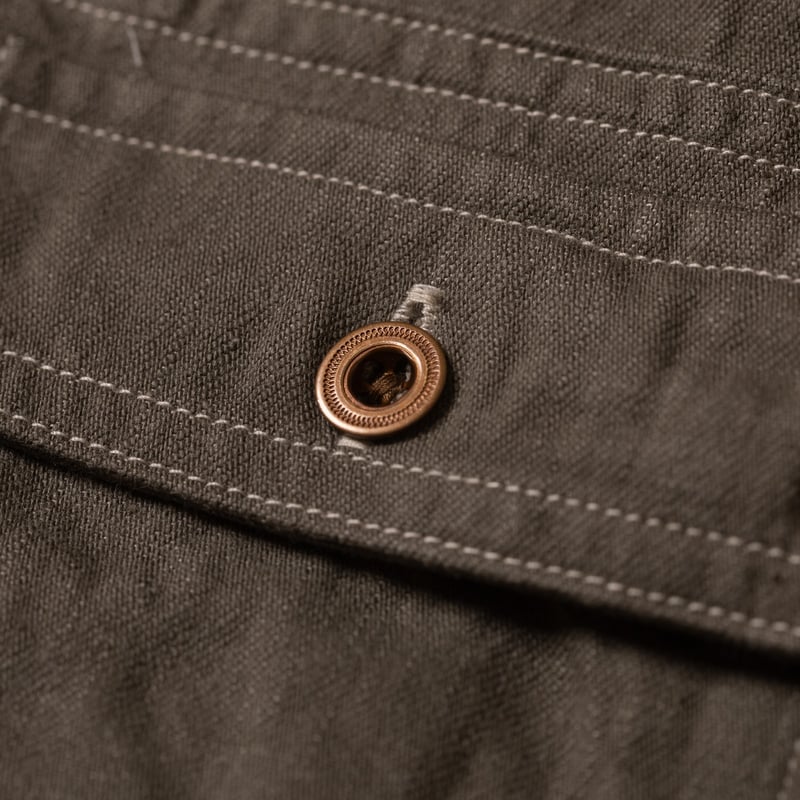 Image Flâneurs NIGEL CABOURN / Utility Shirt Type2 Denim Indigo détail bouton
