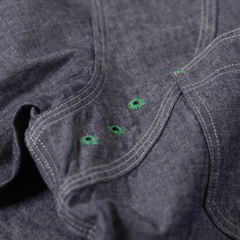 Image Flâneurs NIGEL CABOURN / Medical Shirt Indigo détail aération
