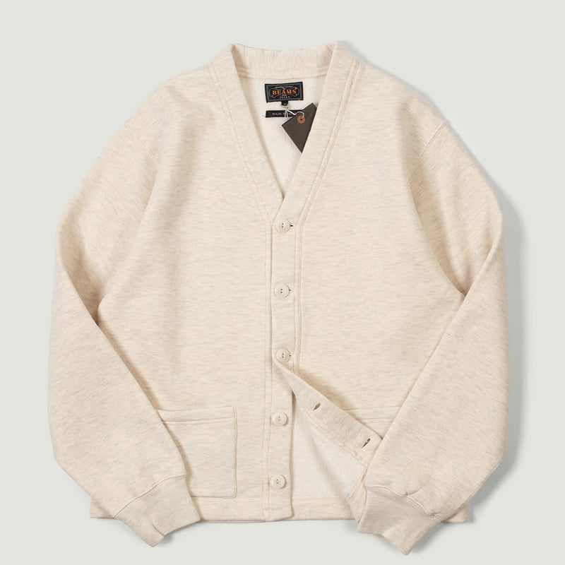 Sweat V Cardigan Raised Back Oatmeal