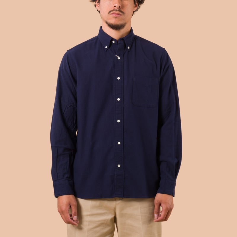 flaneurs worn front BEAMS PLUS B.D. Flannel Solid Navy