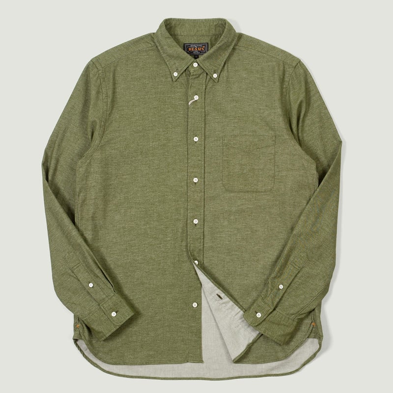 flaneurs Vignettes BEAMS PLUS  B.D. Flannel Solid Olive