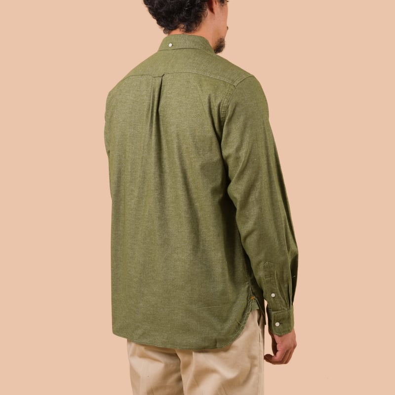 flaneurs worn back BEAMS PLUS  B.D. Flannel Solid Olive