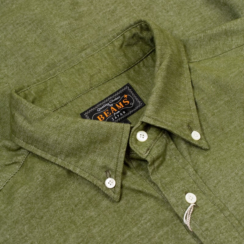 flaneurs details BEAMS PLUS  B.D. Flannel Solid Olive (3)