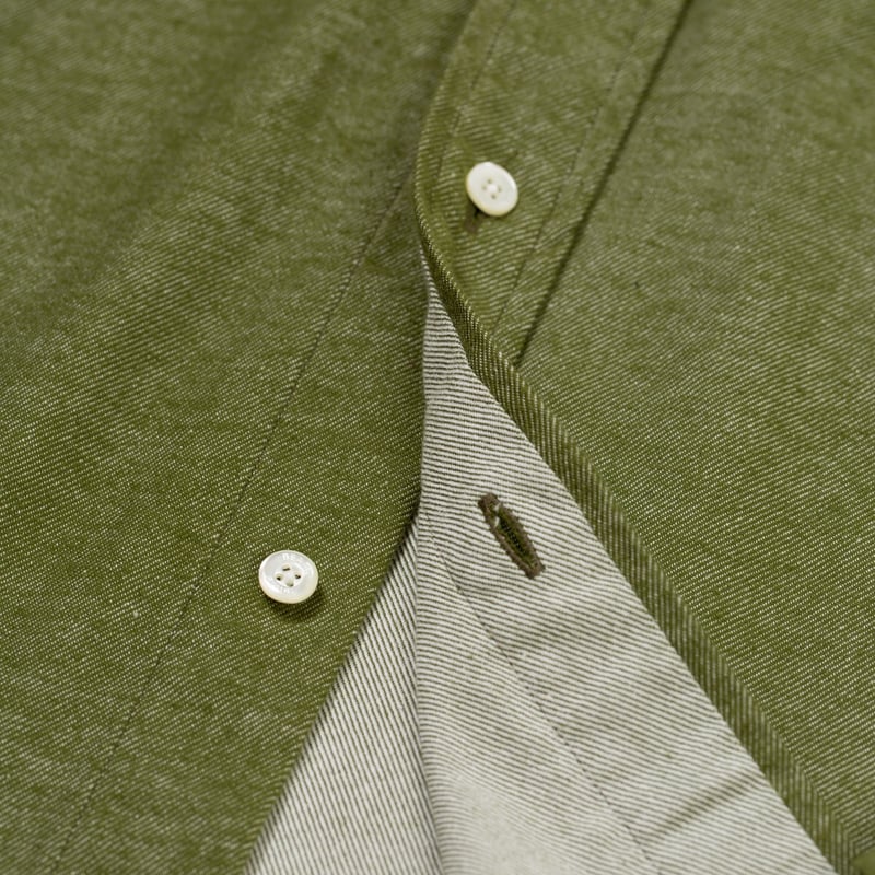 flaneurs details BEAMS PLUS  B.D. Flannel Solid Olive (3)