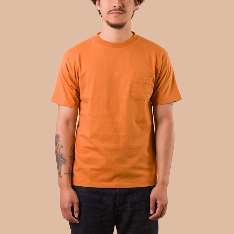 tee-shirt front Denime  Lot. 273 Crew Neck Pocket T-Shirt Brick