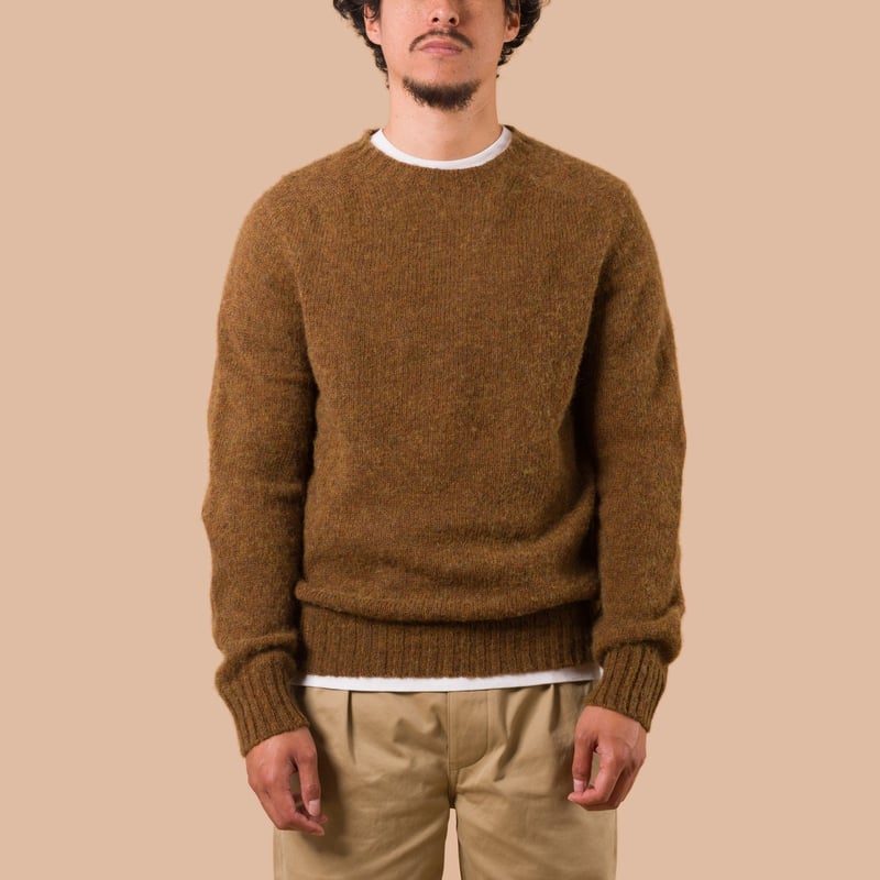 Vignettes Flaneurs Knitwear Shaggy Crew Neck Sweater Antique worn front