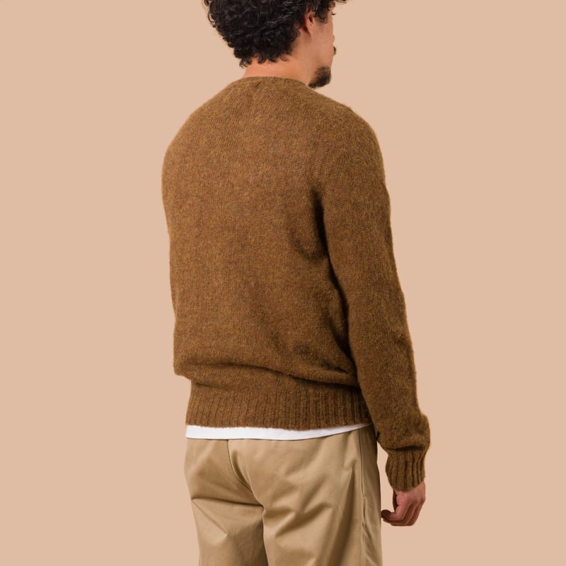 Vignettes Flaneurs Knitwear Shaggy Crew Neck Sweater Antique worn back