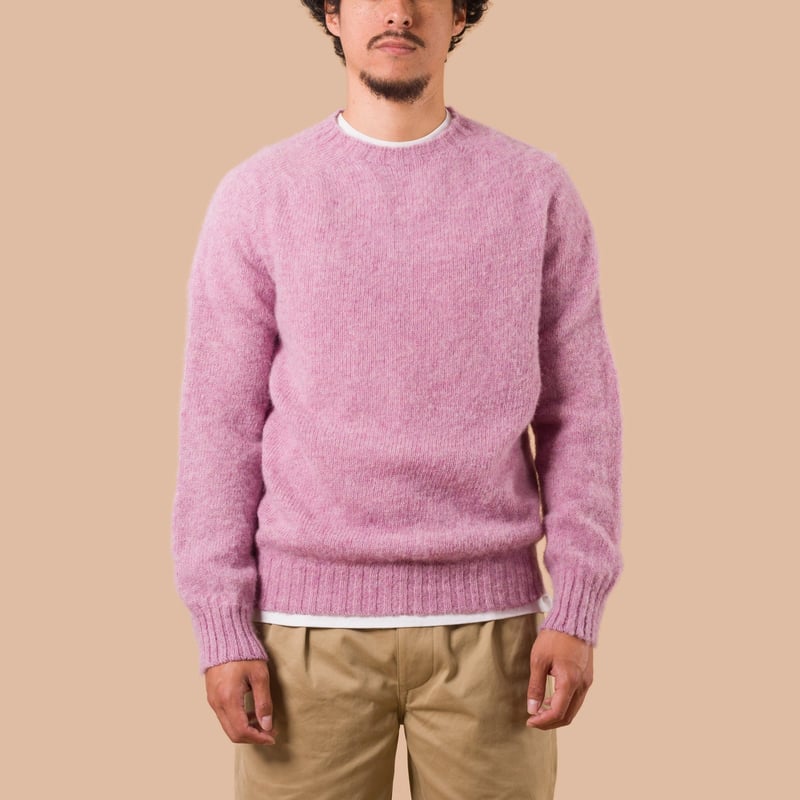 Shaggy Crew Neck Sweater Pink Lavender