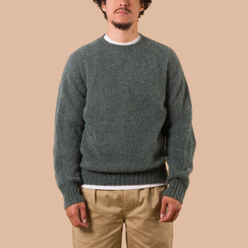 Vignettes Flaneurs Knitwear Shaggy Crew Neck Sweater Fen worn front