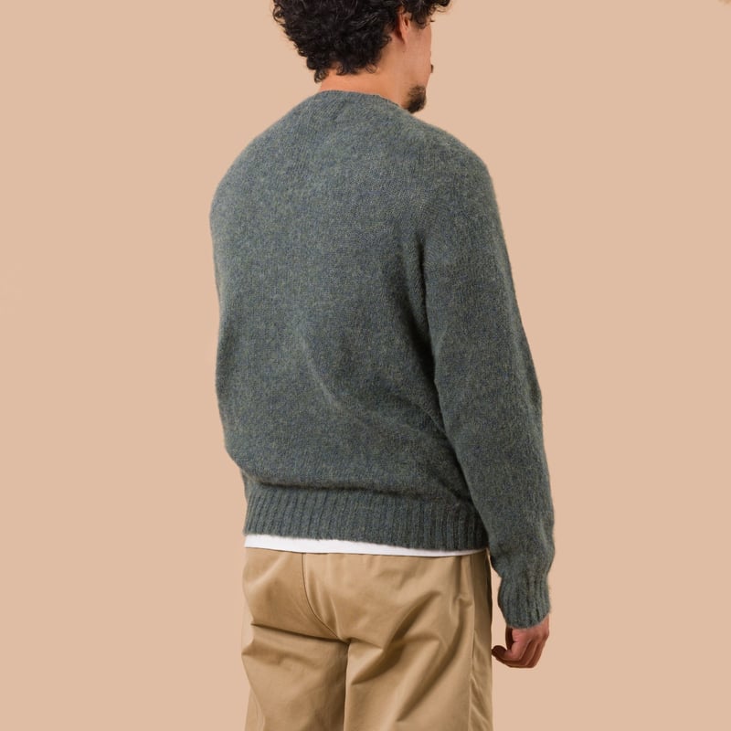 Vignettes Flaneurs Knitwear Shaggy Crew Neck Sweater Fen worn back