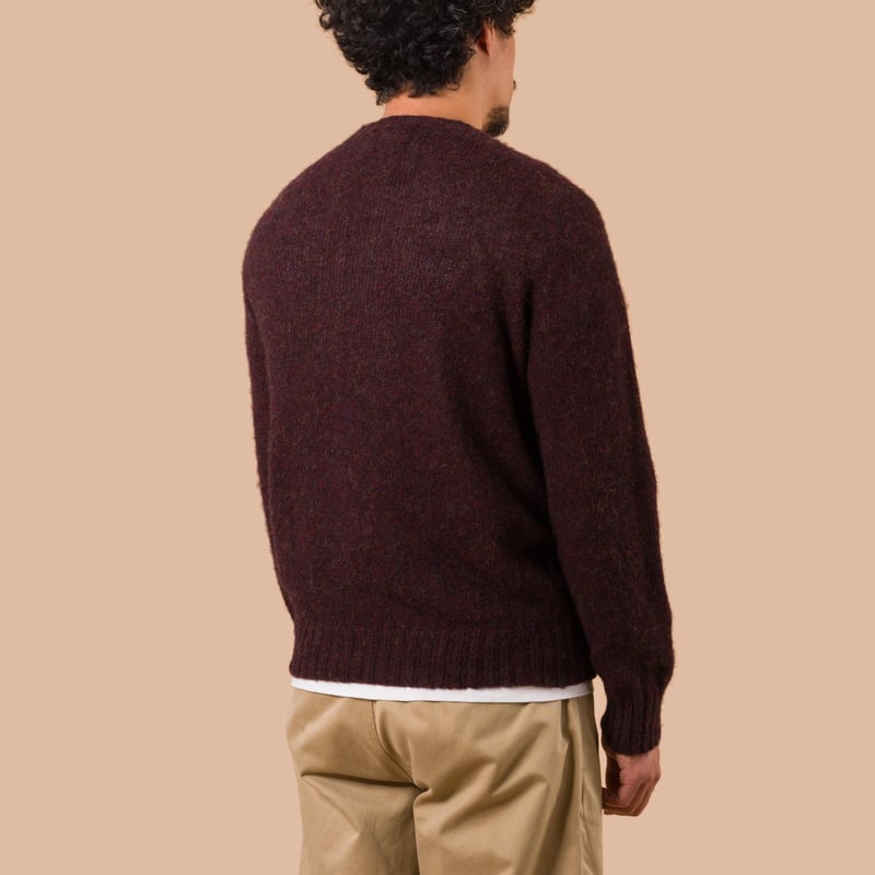 Vignettes Flaneurs Knitwear Shaggy Crew Neck Sweater Pheasant worn back